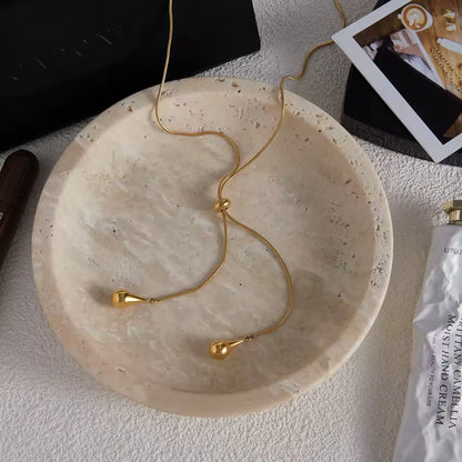 Uworld Minimalist Fashion 18K Gold Color Plated Droplet Pendant Adjustable Y-Shaped Chain Tassel Necklace Stainless Steel Jewelr