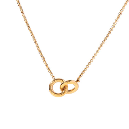 Uworld New Trend 18K Gold Plated Stainless Steel Clavicle Chain Accessories Double Rings Choker Necklace for Teen Girl
