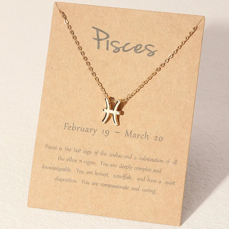 1Pcs 12 Zodiac Sign Necklace for Women 12 Constellation Charm Chain Pendant Choker Birthday Jewelry with Cardboard Card