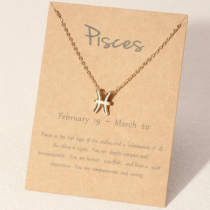 1Pcs 12 Zodiac Sign Necklace for Women 12 Constellation Charm Chain Pendant Choker Birthday Jewelry with Cardboard Card