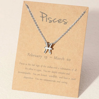1Pcs 12 Zodiac Sign Necklace for Women 12 Constellation Charm Chain Pendant Choker Birthday Jewelry with Cardboard Card
