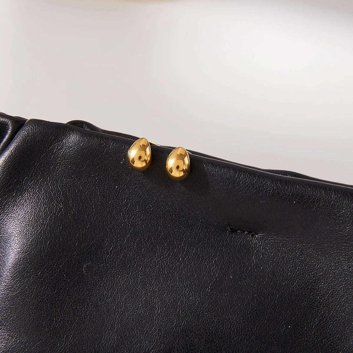 Uworld Minimalist 18K Gold Color Plated Stainless Steel Drop Shaped Ear Studs Smooth Earrings for Women's Jewelry Party Gifts