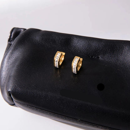 Uworld Simple Classic White Square Water Rhinestone Geometric Irregular Earrings 18K PVD Stainless Steel Women's Jewelry