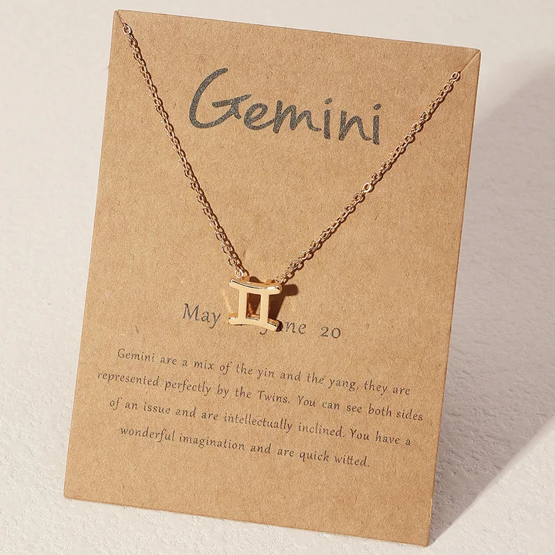 1Pcs 12 Zodiac Sign Necklace for Women 12 Constellation Charm Chain Pendant Choker Birthday Jewelry with Cardboard Card