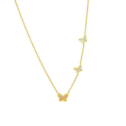 DIEYURO 316L Stainless Steel Butterfly Pendant Necklace For Women Girl New Trend Clavicle Chain Non-fading Jewelry Gifts Collier