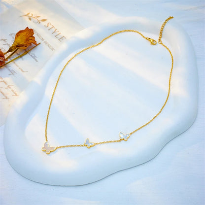 DIEYURO 316L Stainless Steel Butterfly Pendant Necklace For Women Girl New Trend Clavicle Chain Non-fading Jewelry Gifts Collier