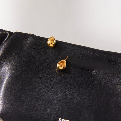 Uworld Minimalist 18K Gold Color Plated Stainless Steel Drop Shaped Ear Studs Smooth Earrings for Women's Jewelry Party Gifts