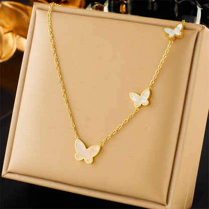 DIEYURO 316L Stainless Steel Butterfly Pendant Necklace For Women Girl New Trend Clavicle Chain Non-fading Jewelry Gifts Collier