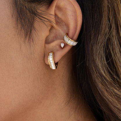 Uworld Simple Classic White Square Water Rhinestone Geometric Irregular Earrings 18K PVD Stainless Steel Women's Jewelry