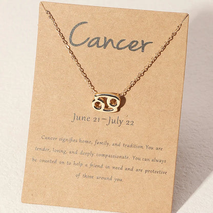 1Pcs 12 Zodiac Sign Necklace for Women 12 Constellation Charm Chain Pendant Choker Birthday Jewelry with Cardboard Card