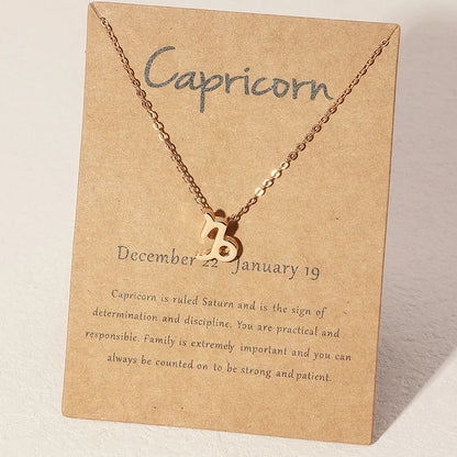 1Pcs 12 Zodiac Sign Necklace for Women 12 Constellation Charm Chain Pendant Choker Birthday Jewelry with Cardboard Card